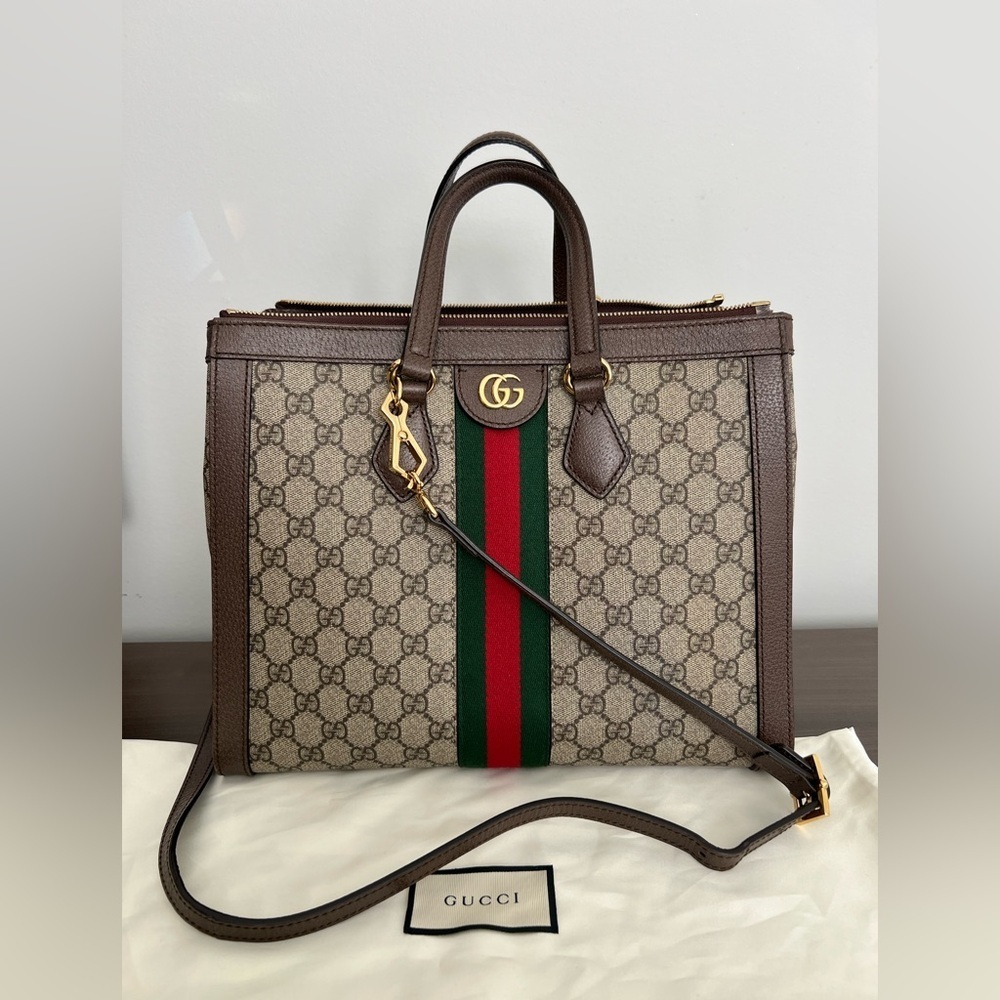 Authentic Gucci Supreme Monogram Web Medium Ophidia Tote - Picture 3 of 16